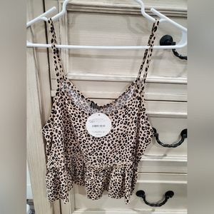 Leopard Print Flowy Crop Top